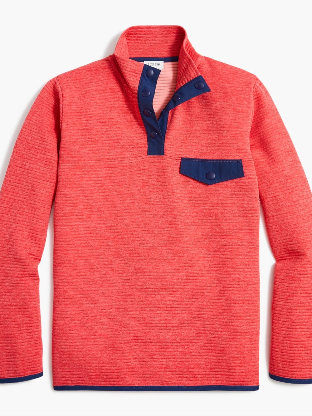 J. Crew Quilted Snap Front Pullover in Heather Punch